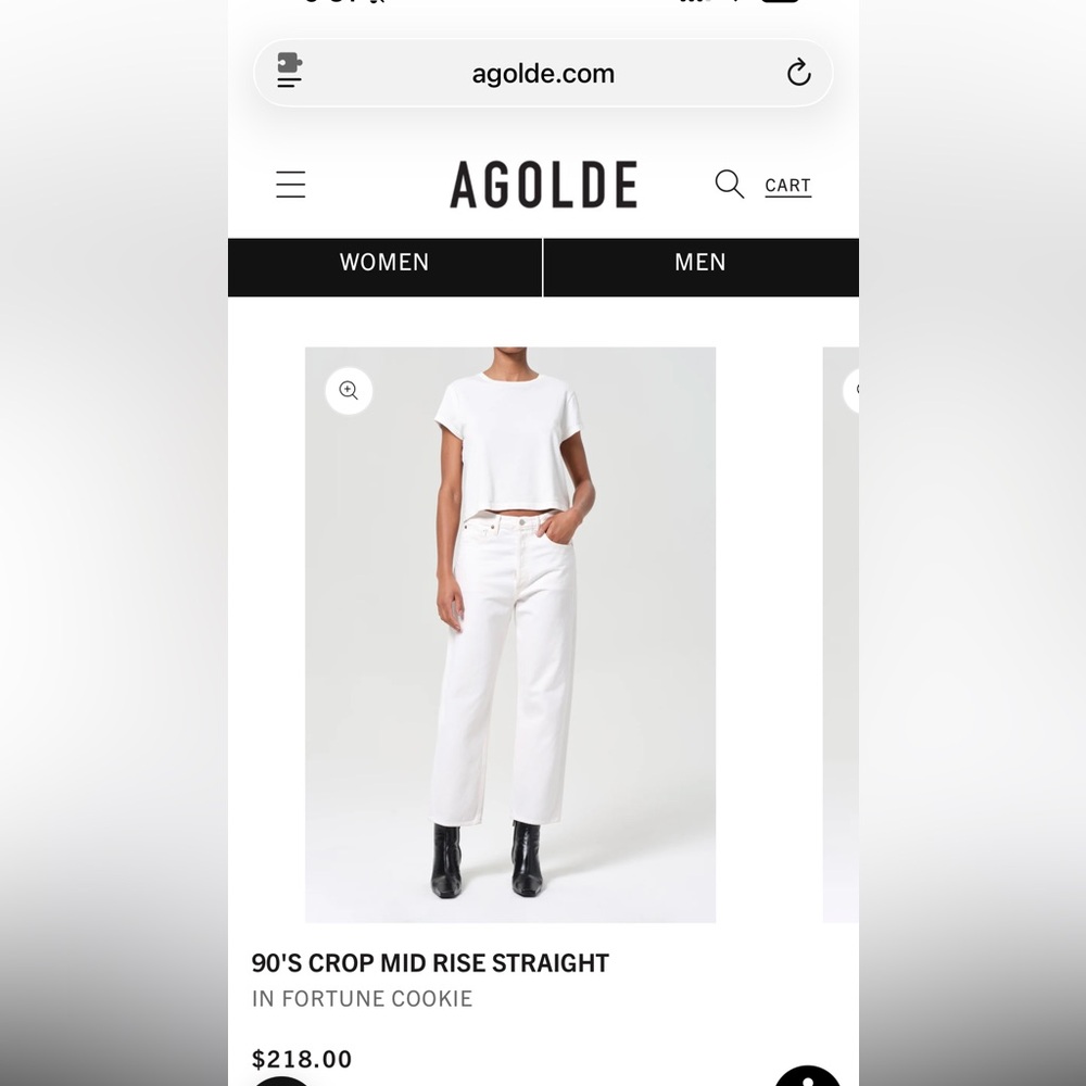 Agolde 90’s Crop Mid Rise Straight Leg Jeans